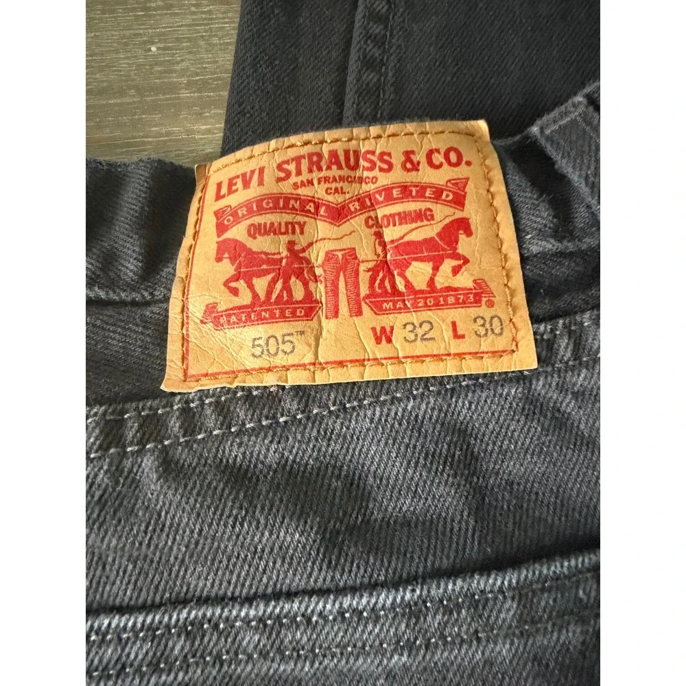 Levis 505 Regular Fit Black Denim Jeans Mens W32 L30 Straight Leg 00505-0260